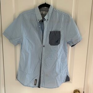 Kangol Light Blue Short Sleeve Button-Down Shirt with Contrast Pocket